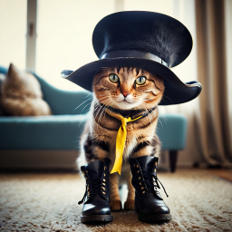 Cat Dressed as a Vintage Clown: Adorable Costume with Hat and Boots