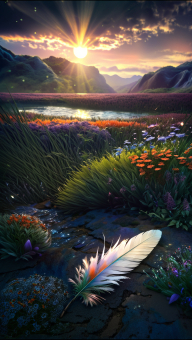 Tranquil Sunset Over a Vibrant Valley: A Digital Celebration of Nature's Beauty and Resilience