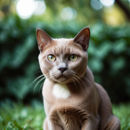 Curious Siamese Cat Poses Outdoors in Soft Morning Light