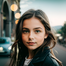 Contemplative Evening Portrait of a Young Girl on an Urban Street