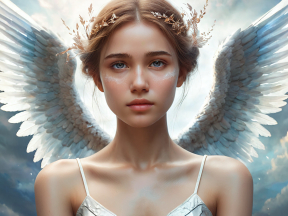 Celestial Serenity: Portrait of an Angelic Being in a Heavenly Realm