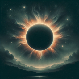 Celestial Dance: An Artistic Vision of a Solar Eclipse Amidst Cosmic Wonders