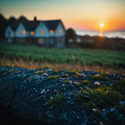 Sunset Serenity: A Coastal Cottage Embraced by Nature and Warm Light