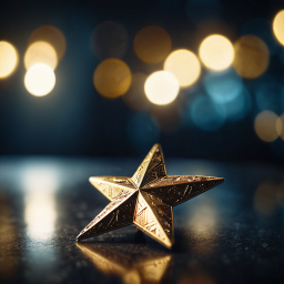 Golden Star Centerpiece Illuminated by Magical Nighttime Bokeh Lights