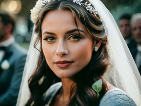Elegant Bride in a Serene Outdoor Wedding Portrait