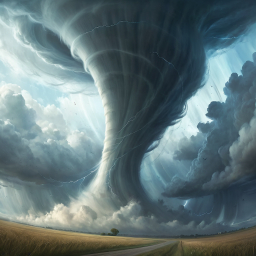 Fury of the Storm: A Menacing Tornado Over Rural Farmland
