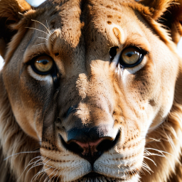 Majestic Close-Up: The Intense Gaze of a Lion's Face
