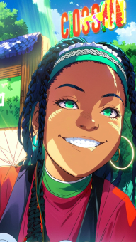 Vibrant Cultural Cosplay: Anime-Inspired Character in Traditional Attire