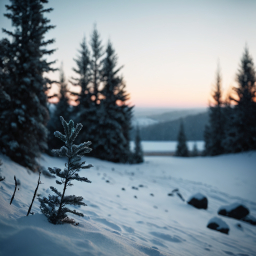 Winter Serenity: Snow-Covered Forest at Sunrise with Frosted Trees