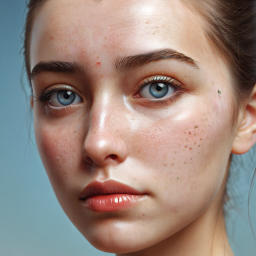 Close-Up Portrait Highlighting Freckled Fair Skin and Blue Eyes