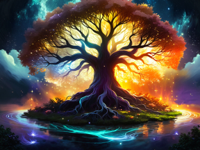 Enchanted Luminescence: The Mystical Tree of the Starry Night