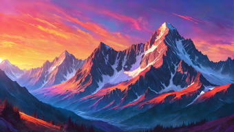 Majestic Alpine Sunrise: A Tranquil Mountain Landscape Inspired by the Matterhorn