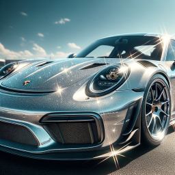 Glittering Porsche Sports Car Shines Under Bright Daylight