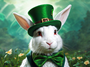 Whimsical Rabbit in a Magical Garden: A Playful Digital Fantasy Artwork