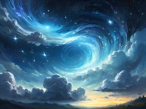Celestial Vortex at Dawn: A Surreal Sky Over Rolling Hills