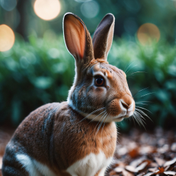 Alert American Sable Rabbit Standing Attentively in Outdoor Setting