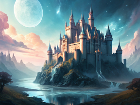 Enchanted Night: A Mystical Castle Beneath a Celestial Sky